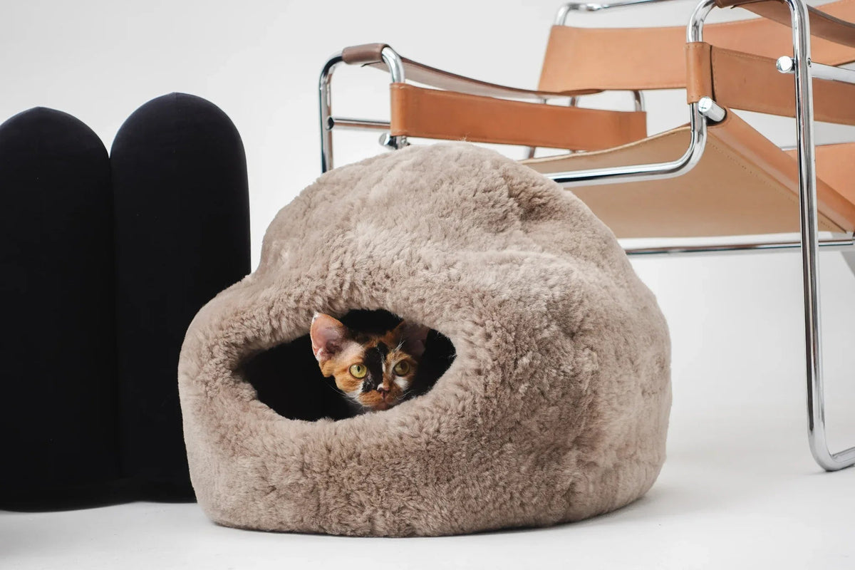 Nest Natural Sheepskin Pet Bed - Beige