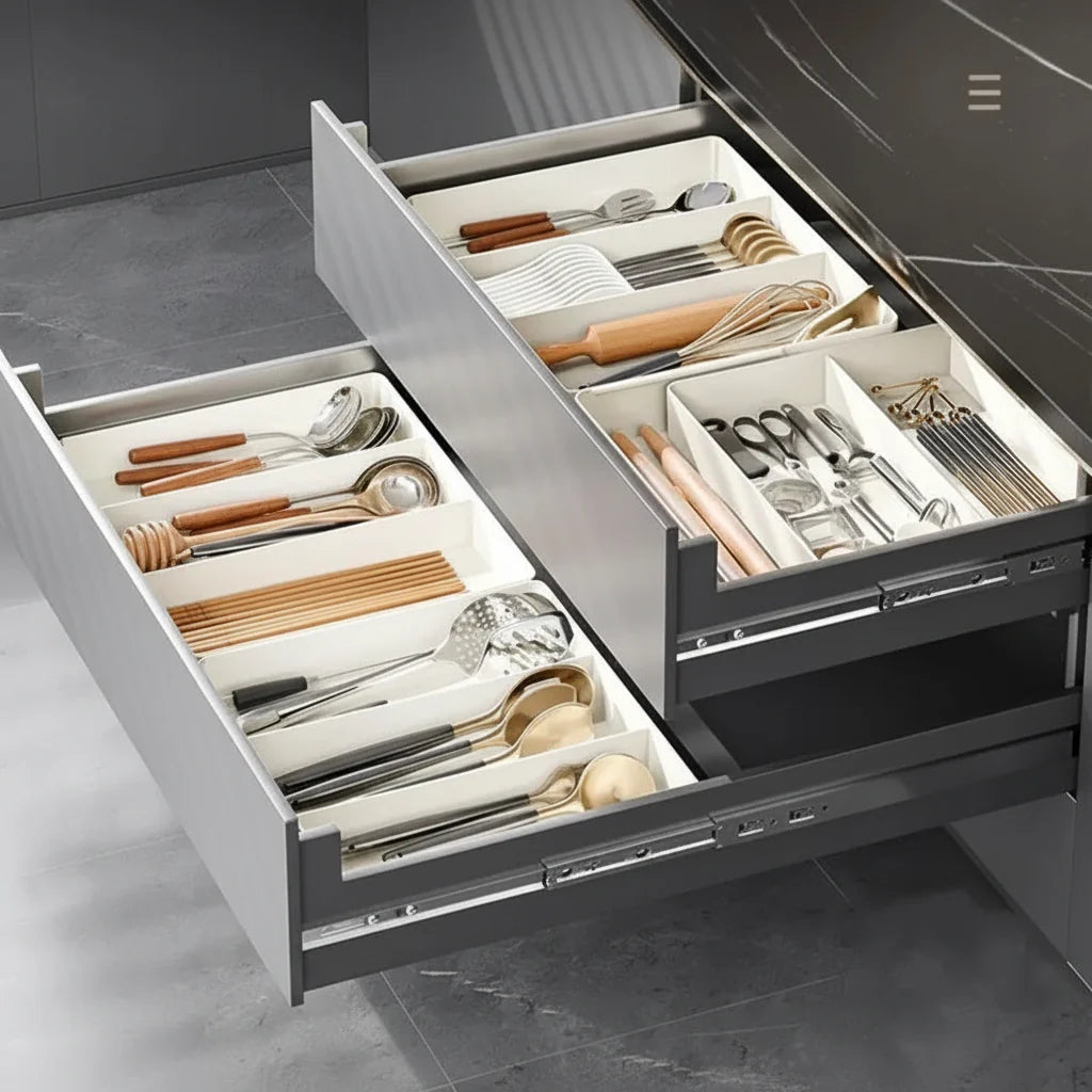 Expandable kitchen drawer organizer Kitchen Tray with 3 Compartments