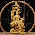 Wooden Guanyin: Tranquil Buddha Sculpture for Stylish Living Room Decor
