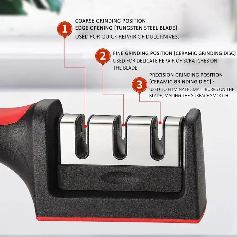 Kitchen Multi-Functional Knife Sharpener Black