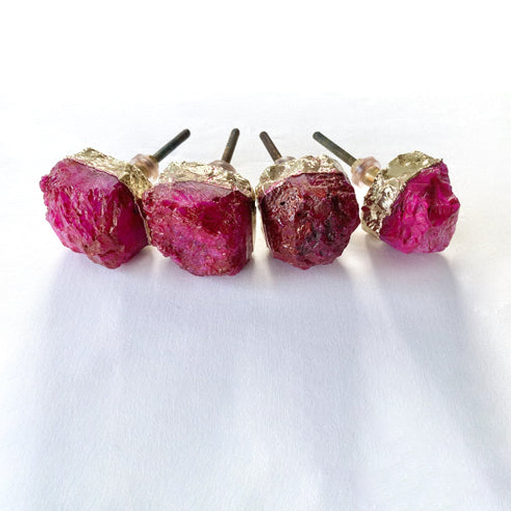 Pink Crystal Gold Plated Stone Furniture/Door Knobs/Cabinet Handles/Dresser Knobs