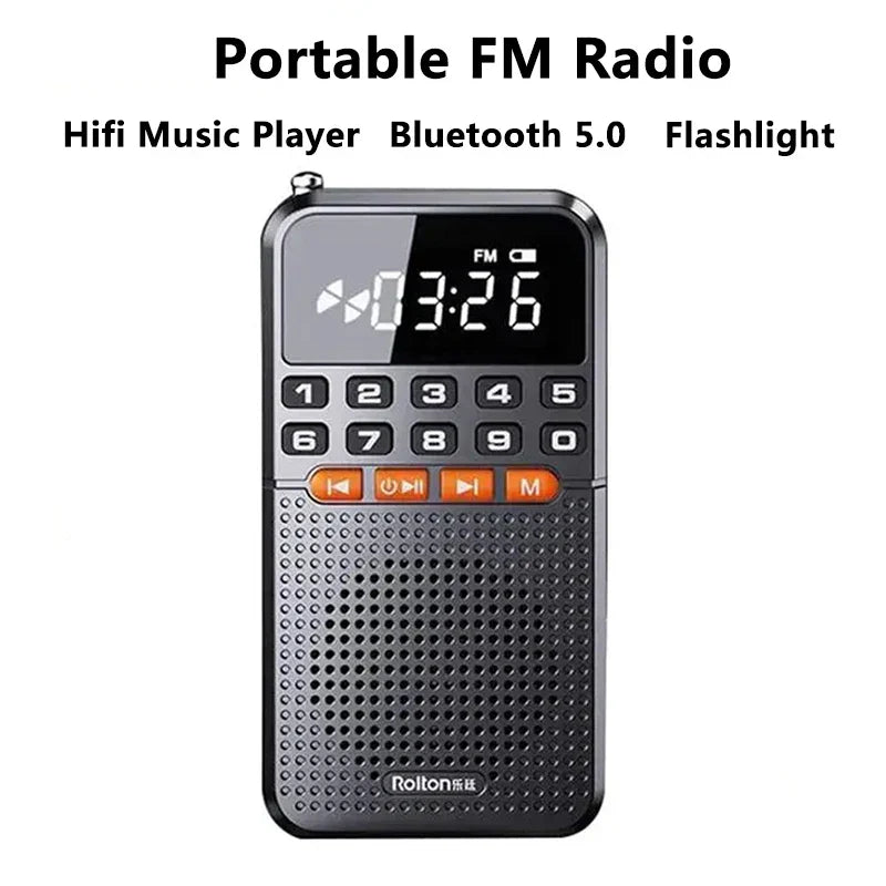FM Mini Radio with Dual Antenna Black