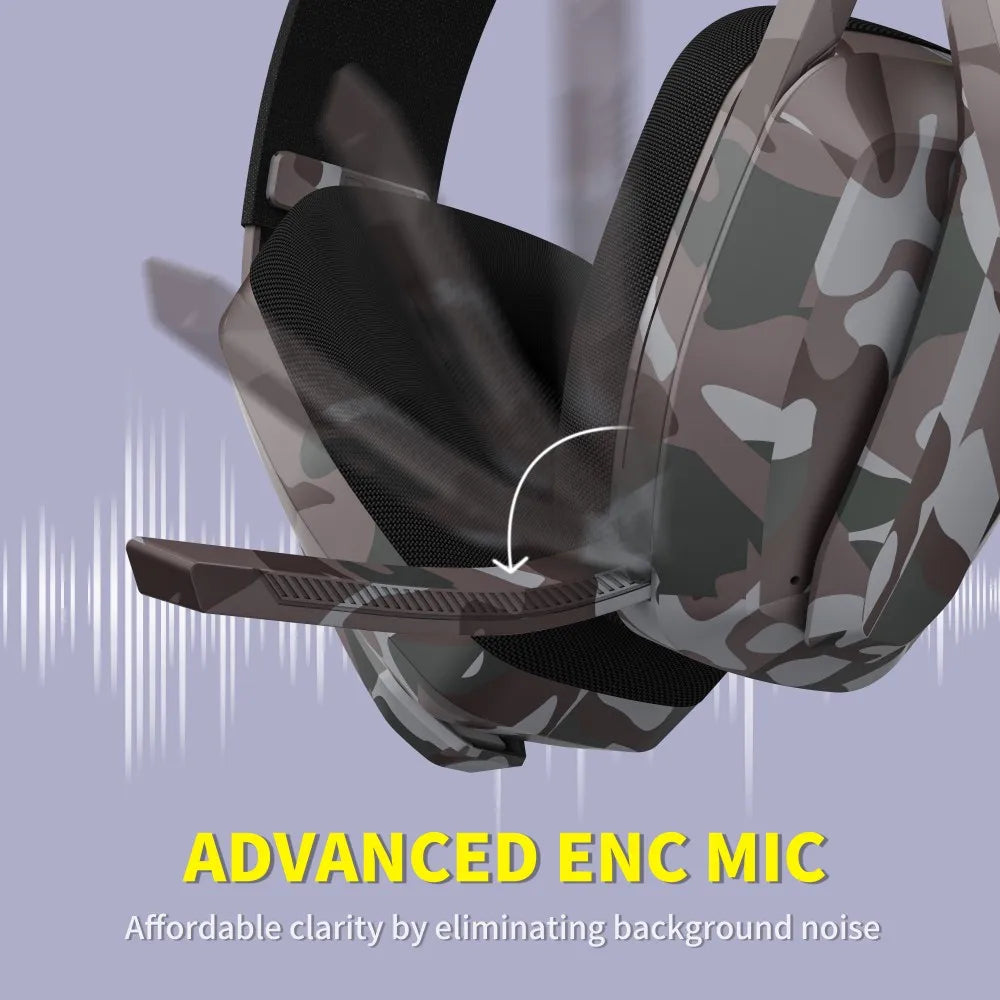 Wireless Gaming Headset with Mic Camouflage