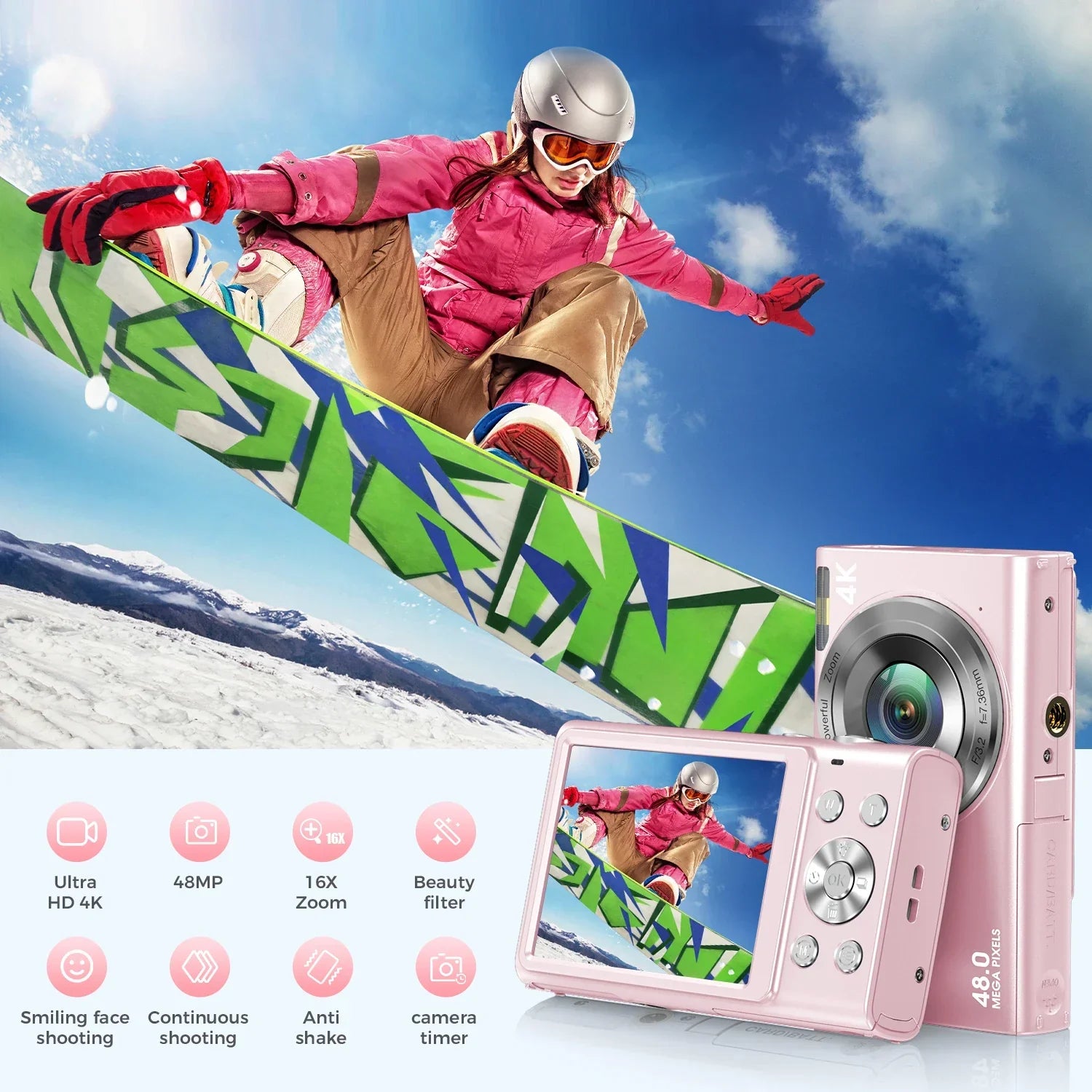 Digital Camera with Autofocus Pink