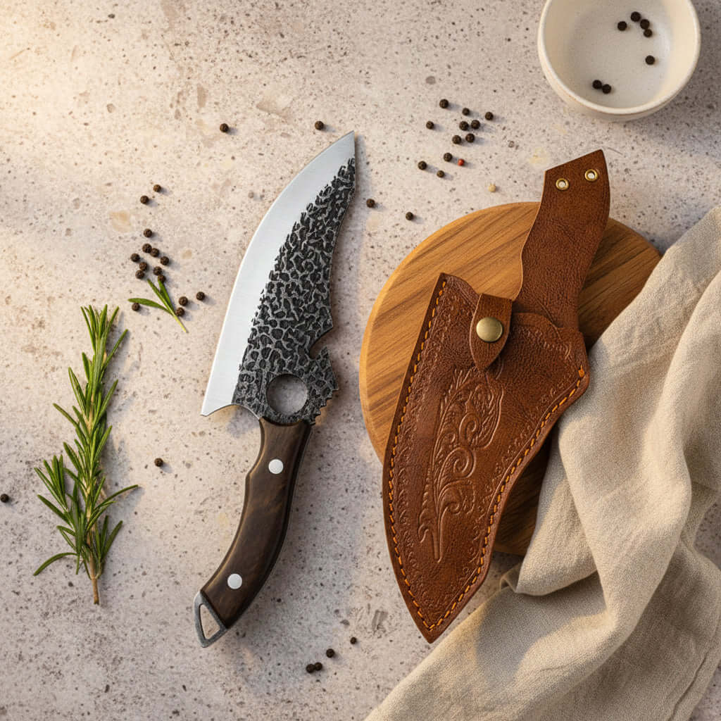 Tactical kitchen knife with steel forging