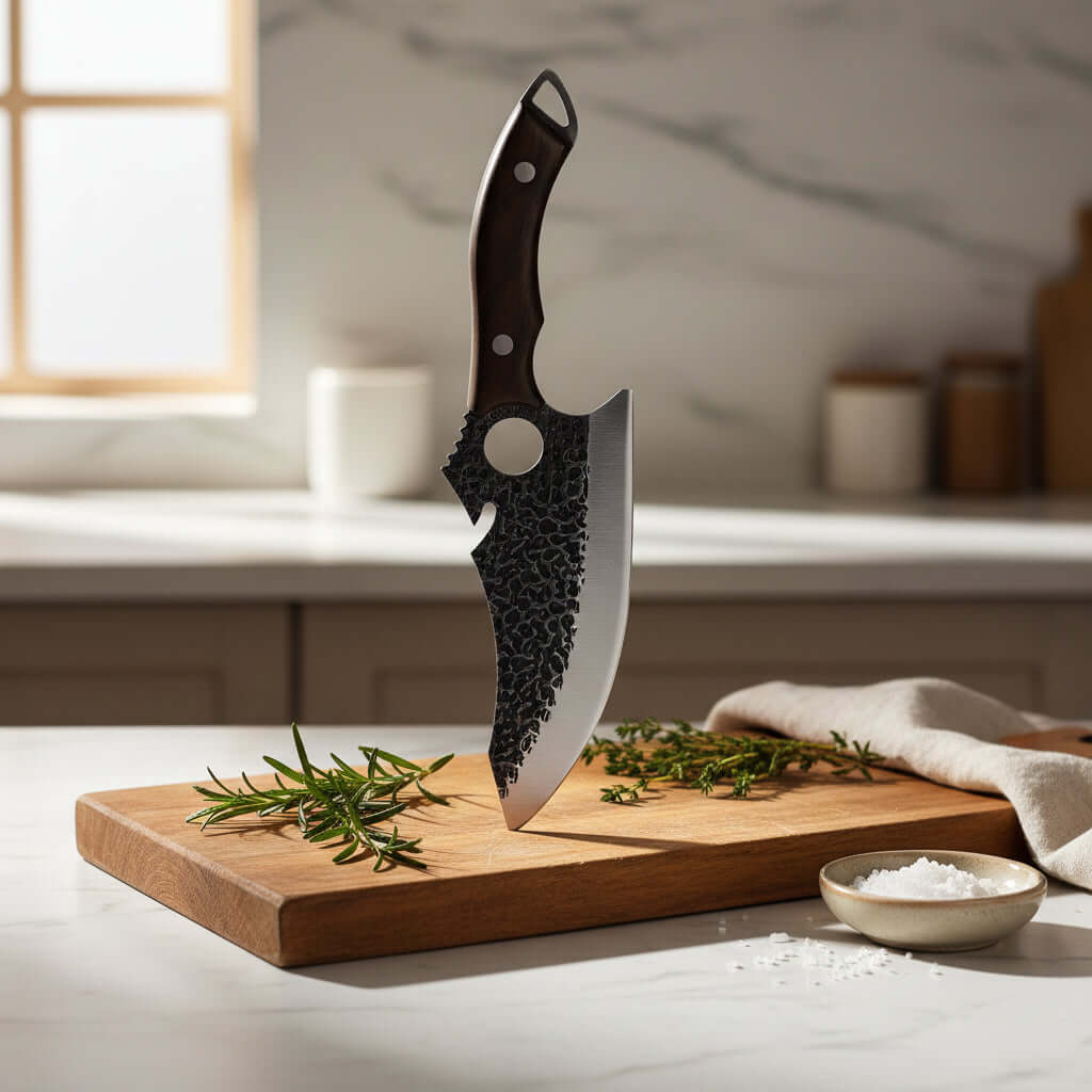 Tactical kitchen knife with steel forging