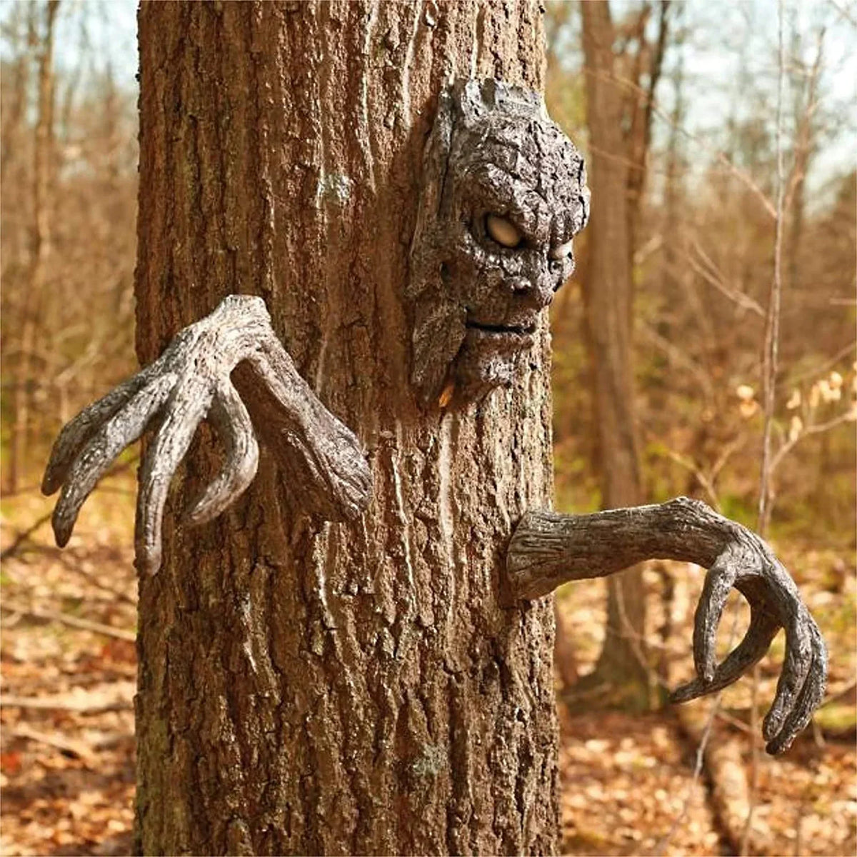 Halloween Tree Demon Face Garden Statue