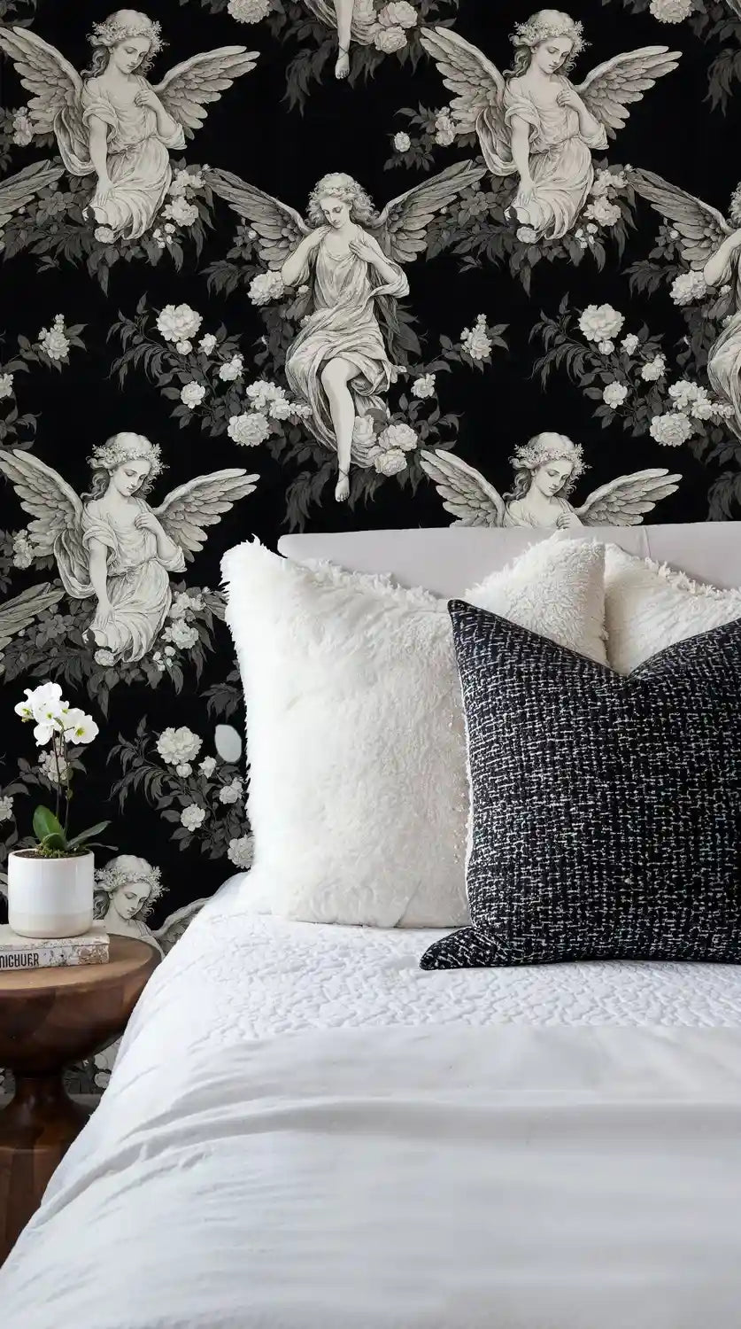 Celestial Angels in Garden Wallpaper