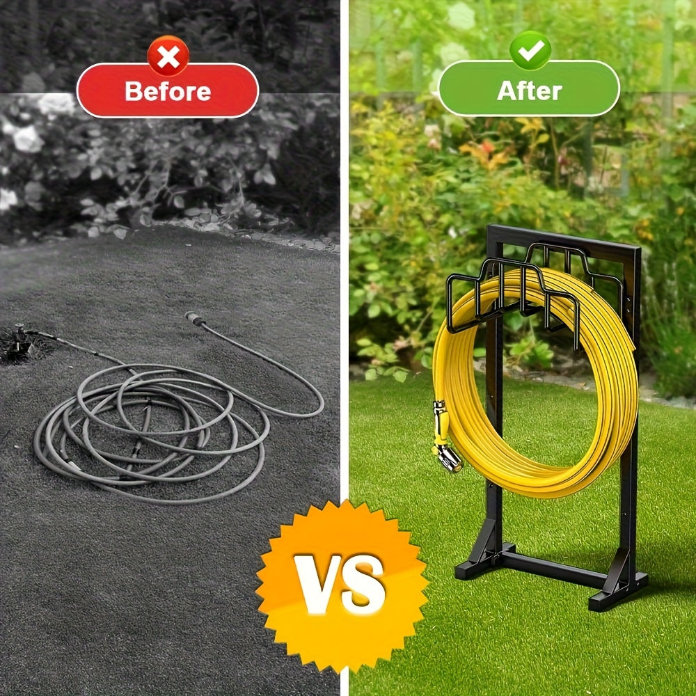Freestanding Metal Garden Hose Holder Rack