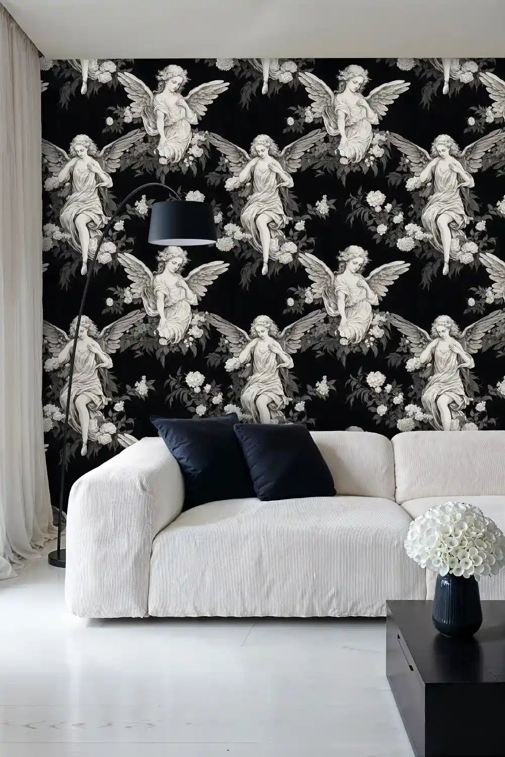 Celestial Angels in Garden Wallpaper