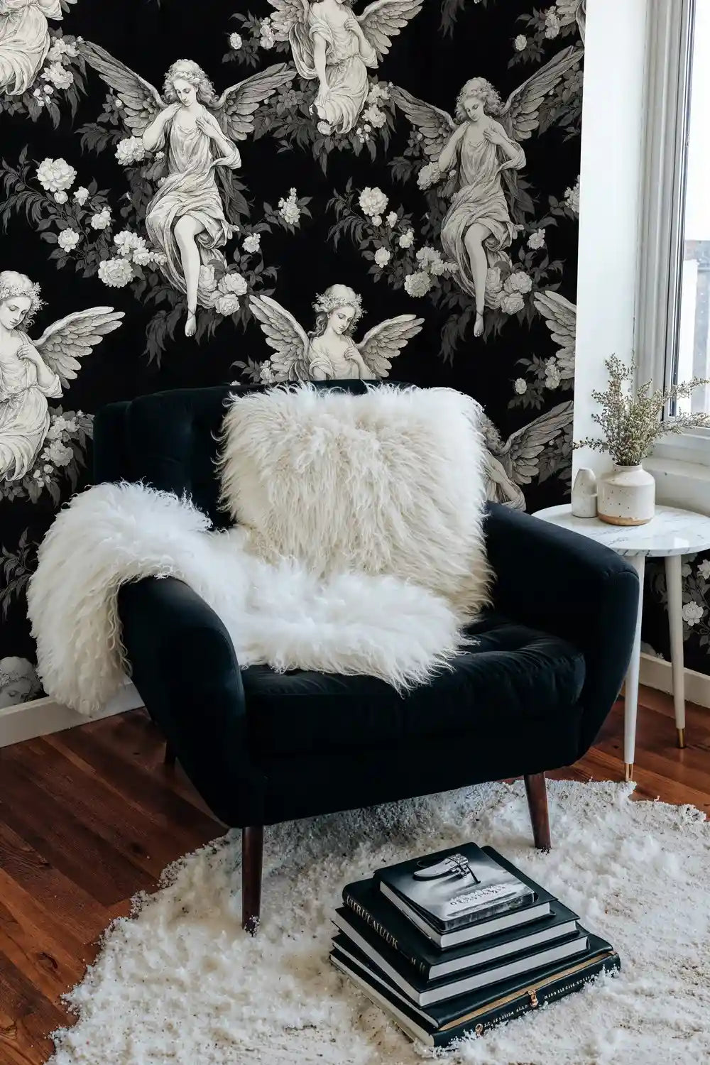 Celestial Angels in Garden Wallpaper