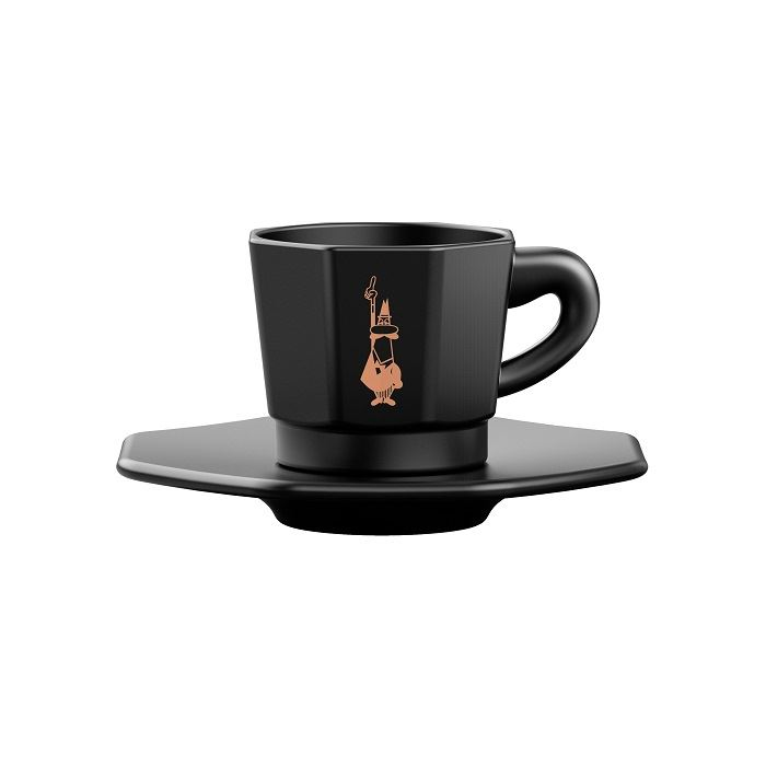 Bialetti Moka Espresso Cup Set – 4 Black Cups & Saucers