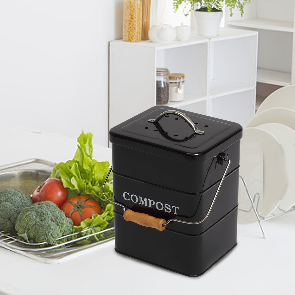 Metal Compost Bin Indoor Kitchen Countertop