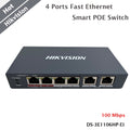 Hikvision 4 Ports Fast Ethernet Smart POE Switch 100 Mbps Network and PoE RJ45