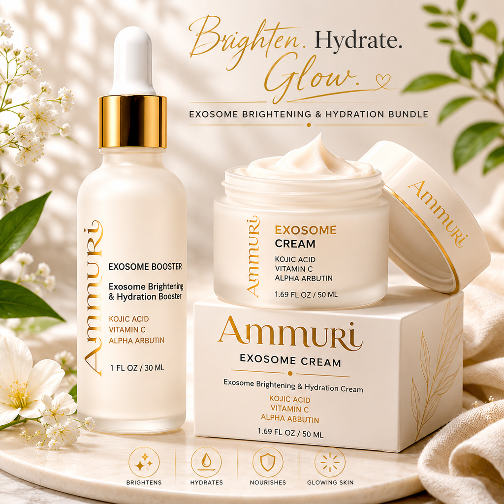 Complete Exosome Brightening Routine | Serum & Cream Duo for Dark Spots & Even Skin Tone | Ammuri Beauty
